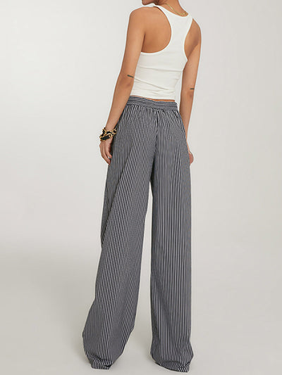 Casual Gestreepte Wide Leg Broek | Eva