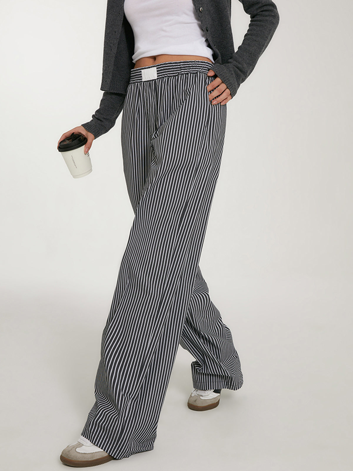 Casual Gestreepte Wide Leg Broek | Eva