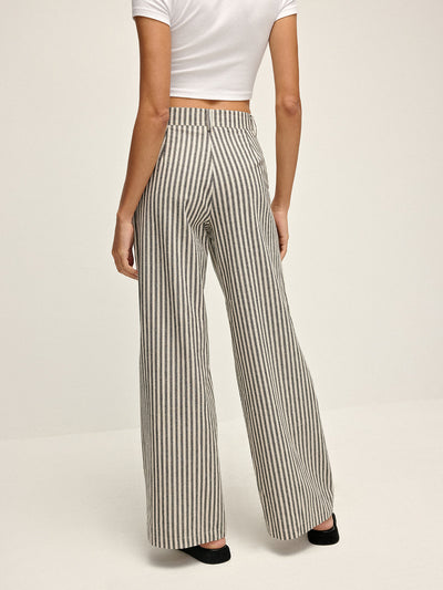 Pinstripe Hoge Taille Lange Broek | Isabelle