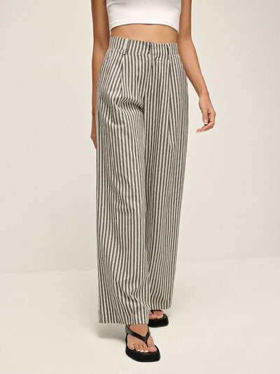 Pinstripe Hoge Taille Lange Broek | Isabelle