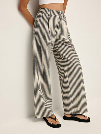 Pinstripe Hoge Taille Lange Broek | Isabelle