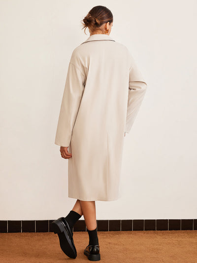 Lange Trenchcoat met Revers en Knoopsluiting voor Dames | Emilia