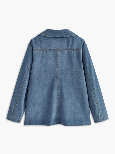 Denim Cargo Jas met Revers voor Dames | Zara