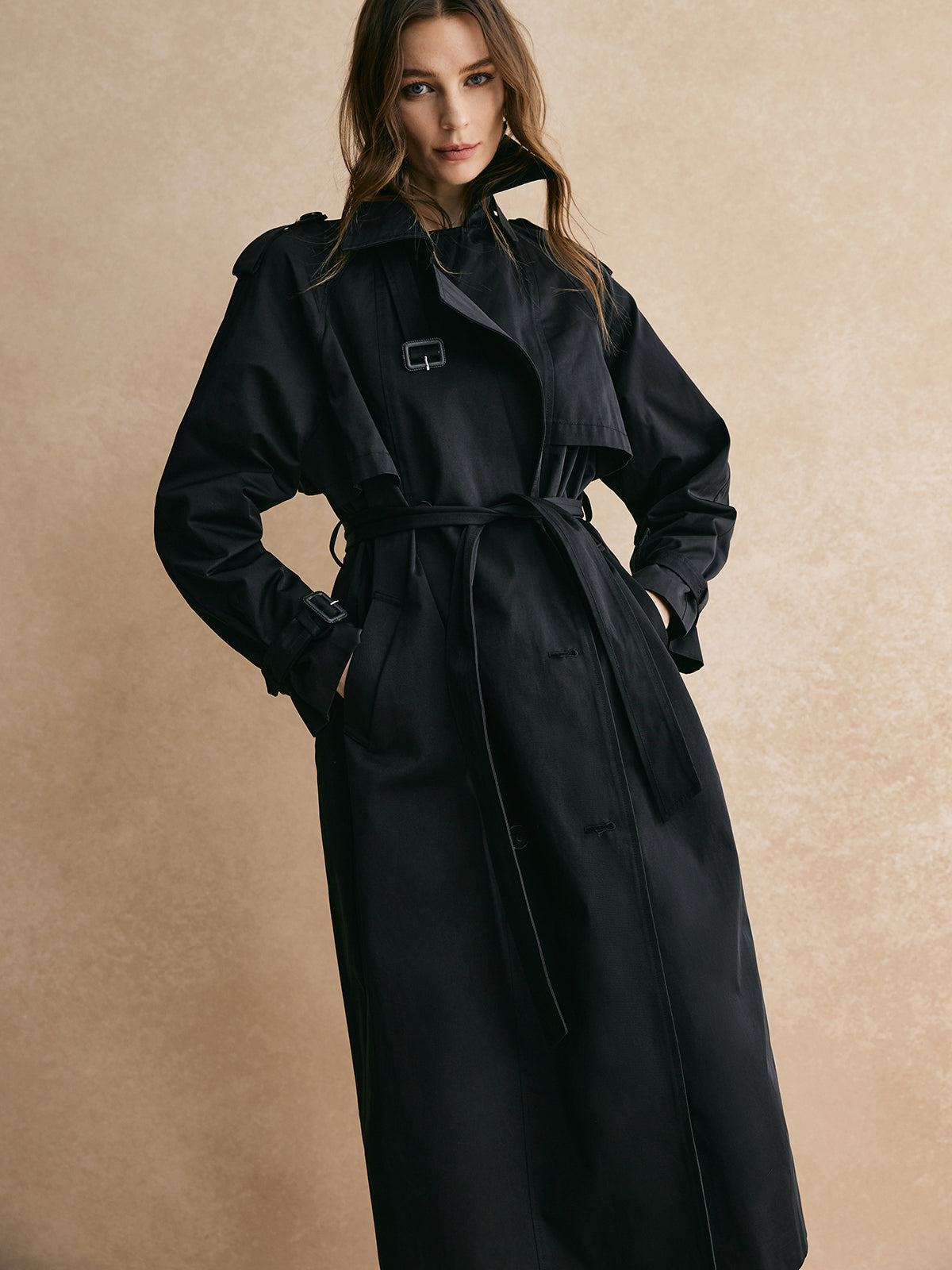 Lässiger langer Trenchcoat mit Taschen für Damen | Emilia