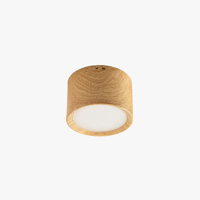 Wazor Modern ronde vlakke plafondlamp, Hout/Zwart, Woonkamer