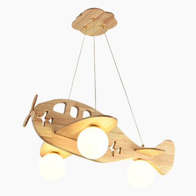 SkyWings Chandelier - Houten Vliegtuiglamp voor Kinderkamers