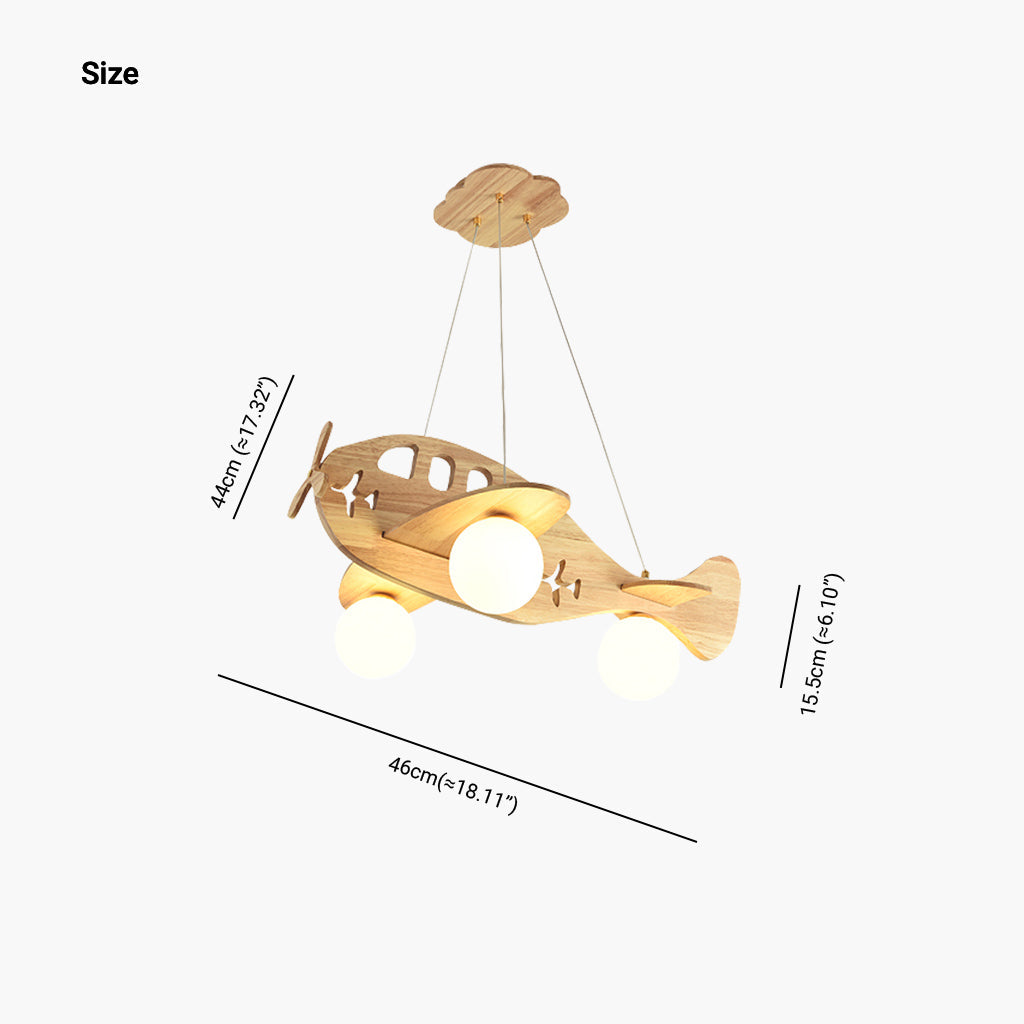 SkyWings Chandelier - Houten Vliegtuiglamp voor Kinderkamers