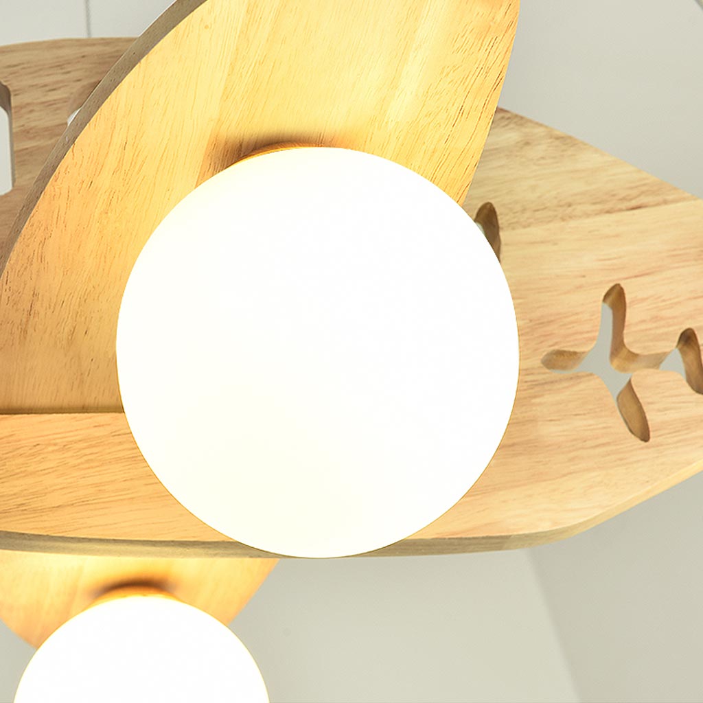 SkyWings Chandelier - Houten Vliegtuiglamp voor Kinderkamers