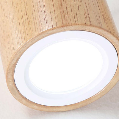 Nordic Beam LED Ceiling Light - Sleek Cylindrical and Cubic Wooden Design