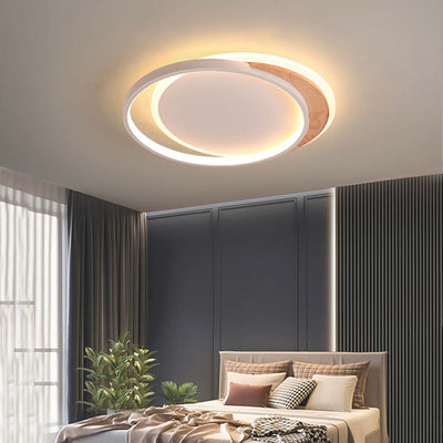 LuxeForm Ceiling Lamp - Adjustable Round/Square Flush Mount with Wooden Accents