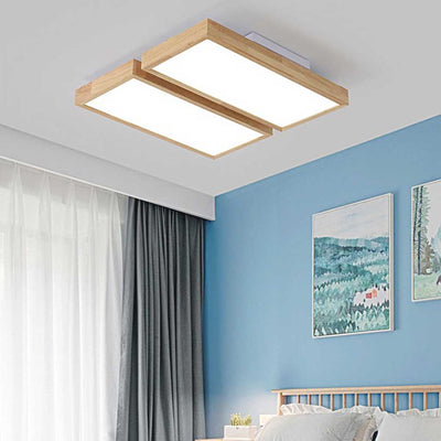 Nordic Glow Rectangular Flush Mount Ceiling Light with Dimmable LED