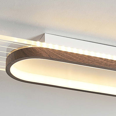 TimberGlow Oval LED Ceiling and Wall Light - Walnut & Natural Wood Finish