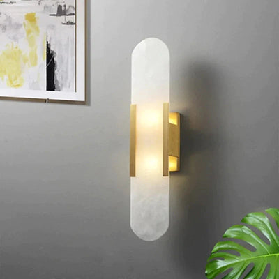 LuxeAura LED Wandlamp - Zwart/Goud voor Eet- en Slaapkamer in Metaal en Dolomiet