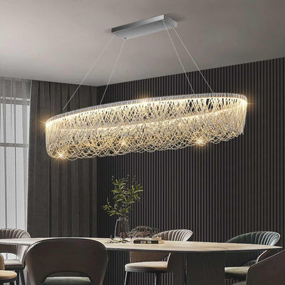 LuxeTassel LED-Kronleuchter – Silberne Eleganz mit Aluminiumquaste und modernem Design