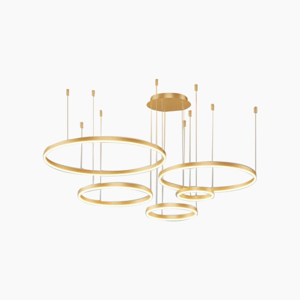 LumiRingen LED Kroonluchter – Luxe Dimbare Hanglamp met Meerdere Ringen in Modern Aluminium Design