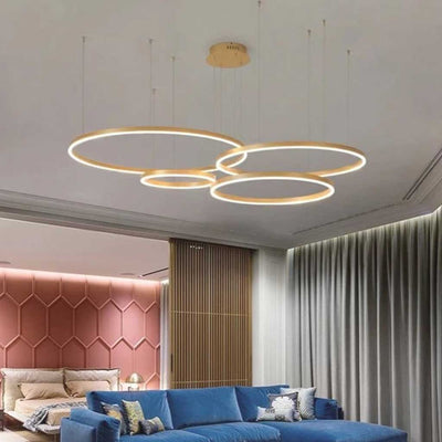 LumiRingen LED Kroonluchter – Luxe Dimbare Hanglamp met Meerdere Ringen in Modern Aluminium Design