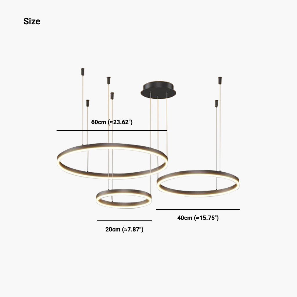 LumiRingen LED-Kronleuchter – Luxuriöse dimmbare Hängelampe mit mehreren Ringen im modernen Aluminium-Design