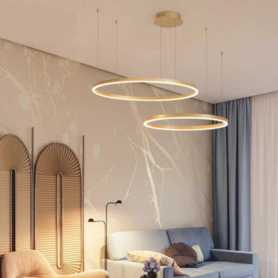 LumiRingen LED Kroonluchter – Luxe Dimbare Hanglamp met Meerdere Ringen in Modern Aluminium Design