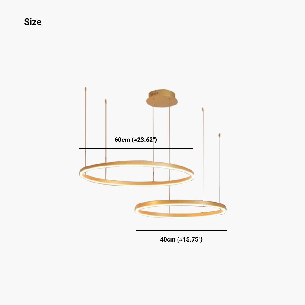 LumiRingen LED-Kronleuchter – Luxuriöse dimmbare Hängelampe mit mehreren Ringen im modernen Aluminium-Design