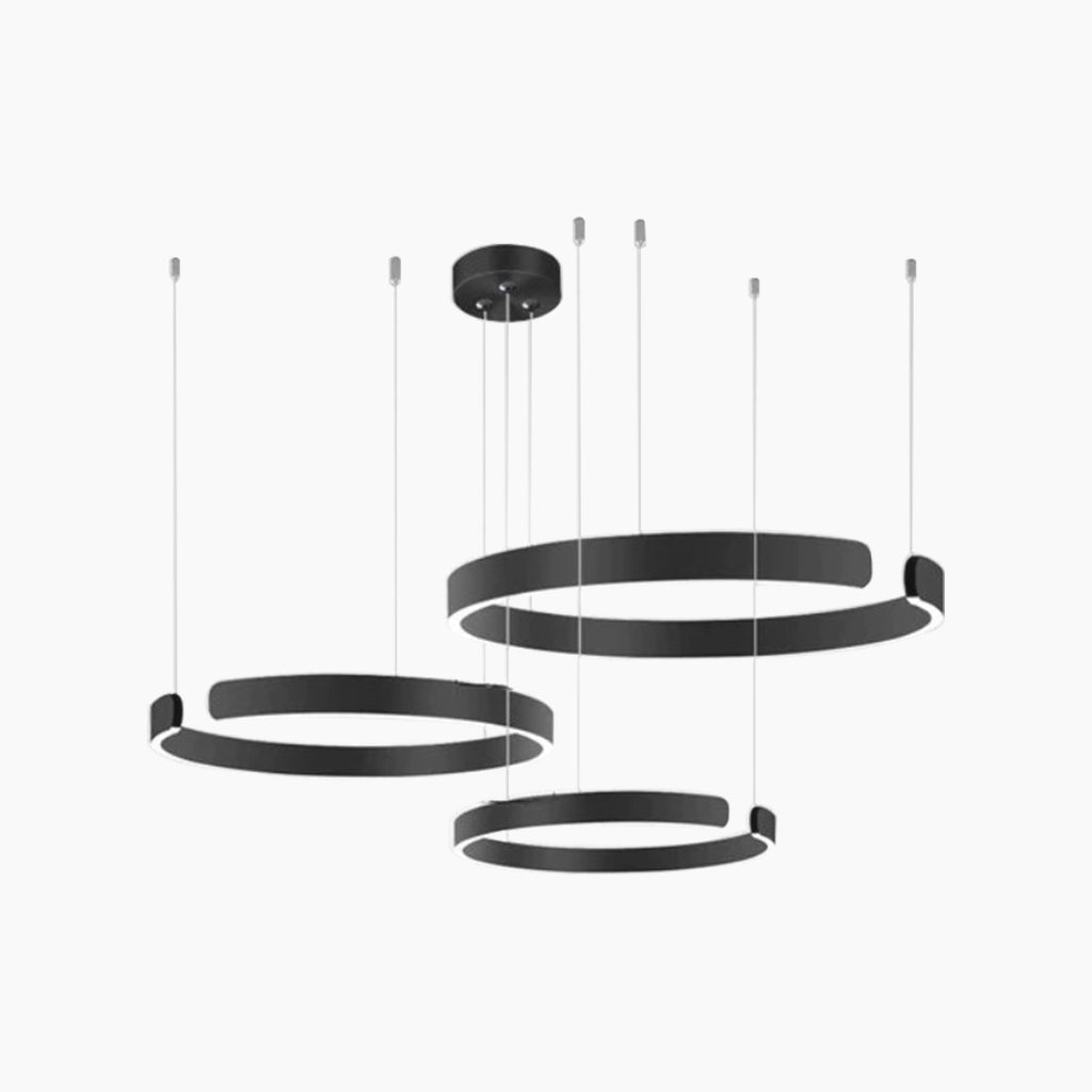 LumiElegance LED Kroonluchter – Stijlvolle Dimbare Hanglamp met 1, 2 of 3 Cirkelvormige Ringen