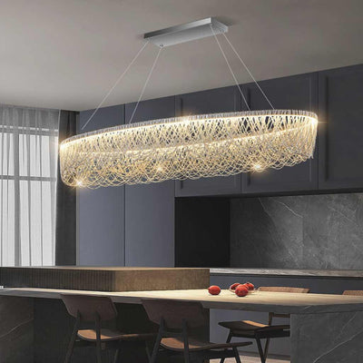 LuxeTassel LED Kroonluchter – Zilveren Elegantie met Aluminium Kwast en Modern Ontwerp