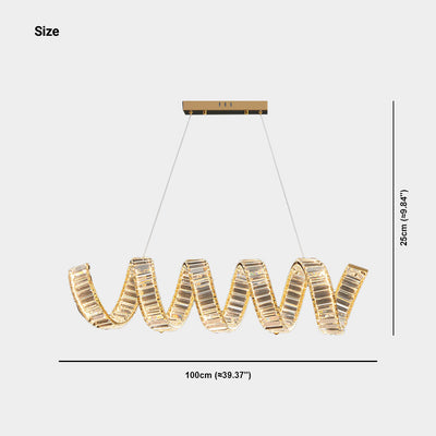 Luxuriöser spiralförmiger LED-Kronleuchter – elegante goldene Kristallbeleuchtung im Einzel- oder Doppelwellen-Design