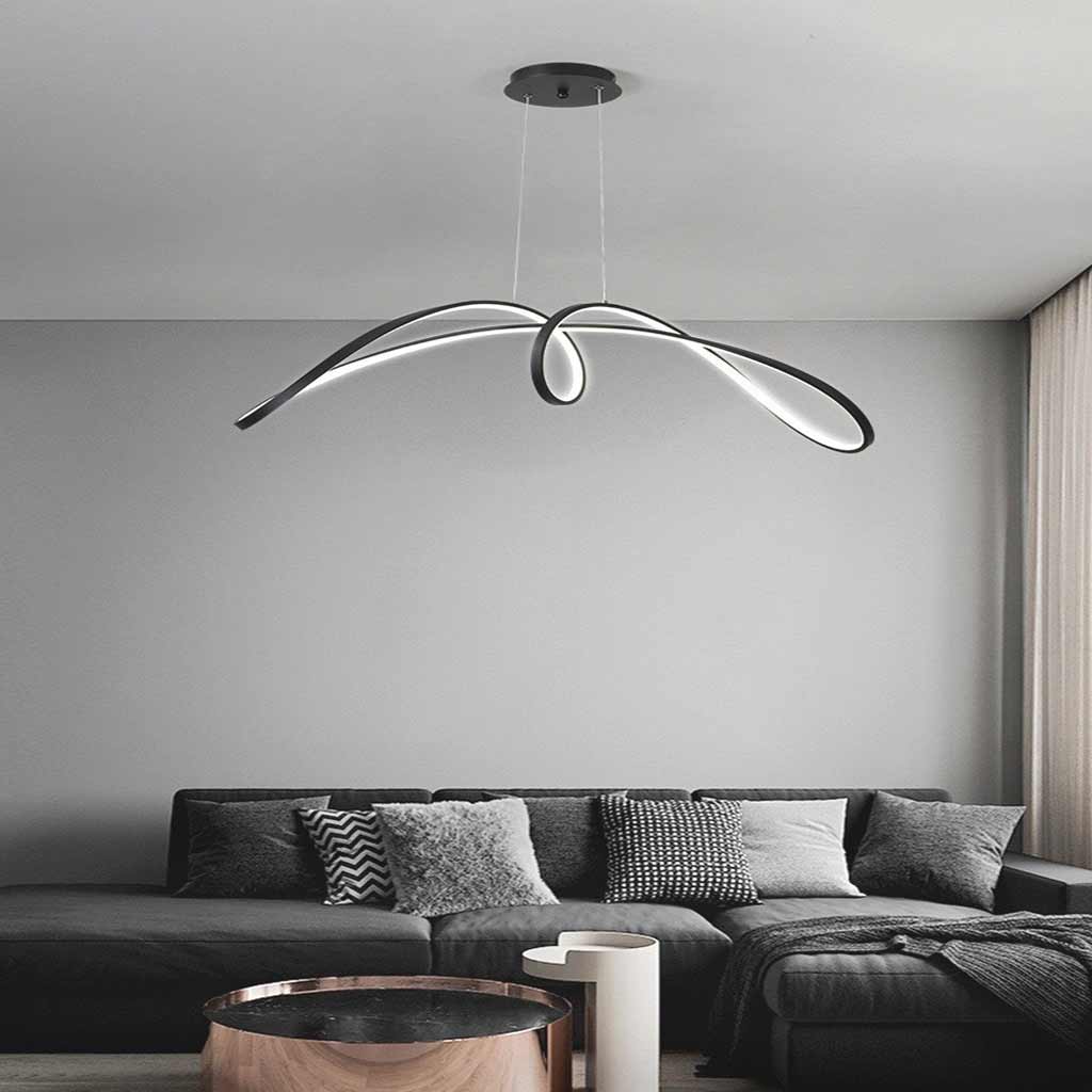 LuxeCurve LED Hanglamp – Elegante Minimalistische Aluminium Verlichting in Zwart of Wit