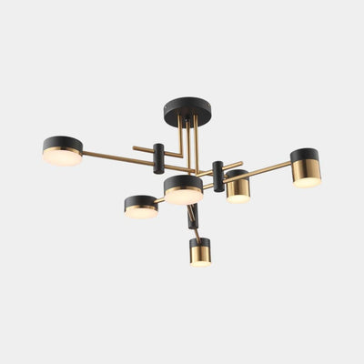 NoirLuxe LED Kroonluchter – Elegante Multi-Arm Verlichting in Zwart en Goud voor Moderne Interieurs