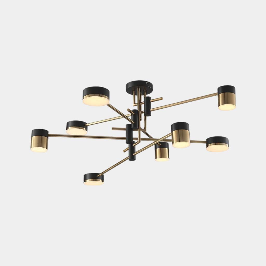 NoirLuxe LED Kroonluchter – Elegante Multi-Arm Verlichting in Zwart en Goud voor Moderne Interieurs