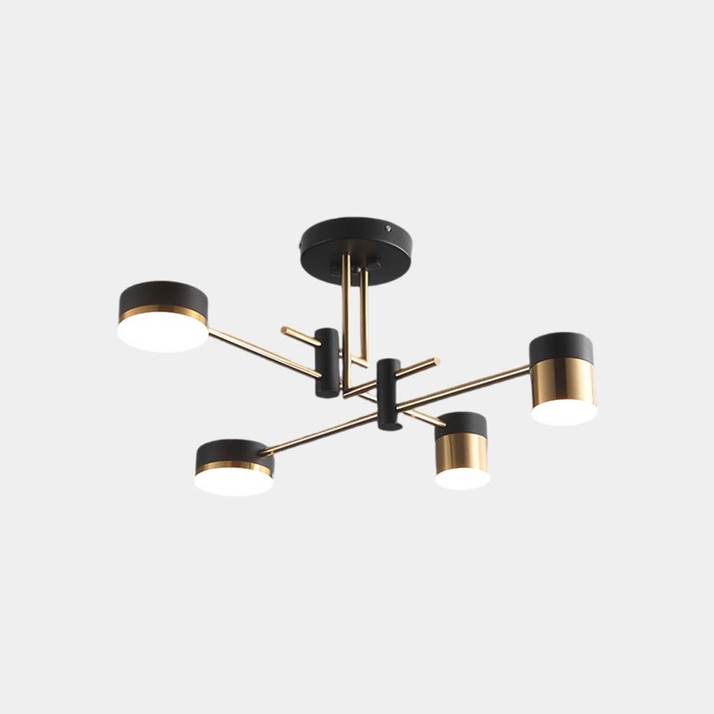 NoirLuxe LED Kroonluchter – Elegante Multi-Arm Verlichting in Zwart en Goud voor Moderne Interieurs