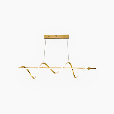 WaveLuxe LED Kroonluchter – Elegante Gouden Hanglamp met Golvend Lineair Design