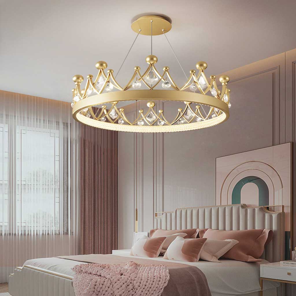 LumiAurora Kristallen Hanglamp – Ronde Kroonluchter in Gouden Afwerking met Luxe Kristallen