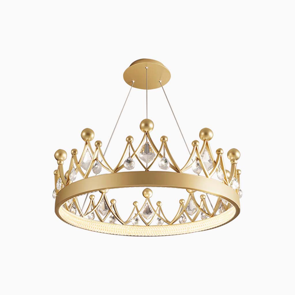 LumiAurora Kristallen Hanglamp – Ronde Kroonluchter in Gouden Afwerking met Luxe Kristallen