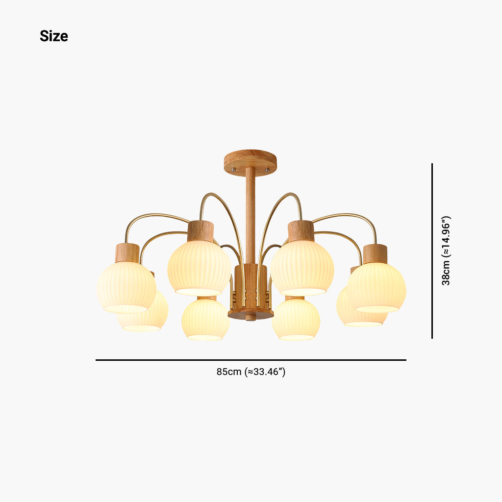 EleganceGlow – Stilvolle Deckenleuchte aus Holz und Glas mit LED-Beleuchtung