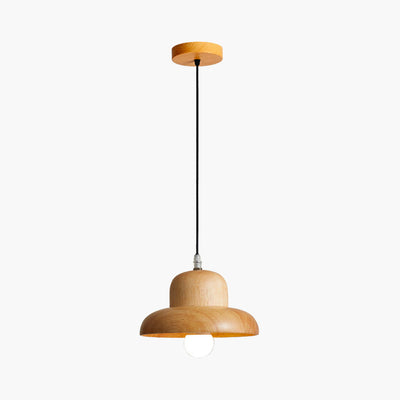 MushroomLicht Hanglamp – Klassieke Paddenstoelvormige Plafondlamp met Houten Afwerking