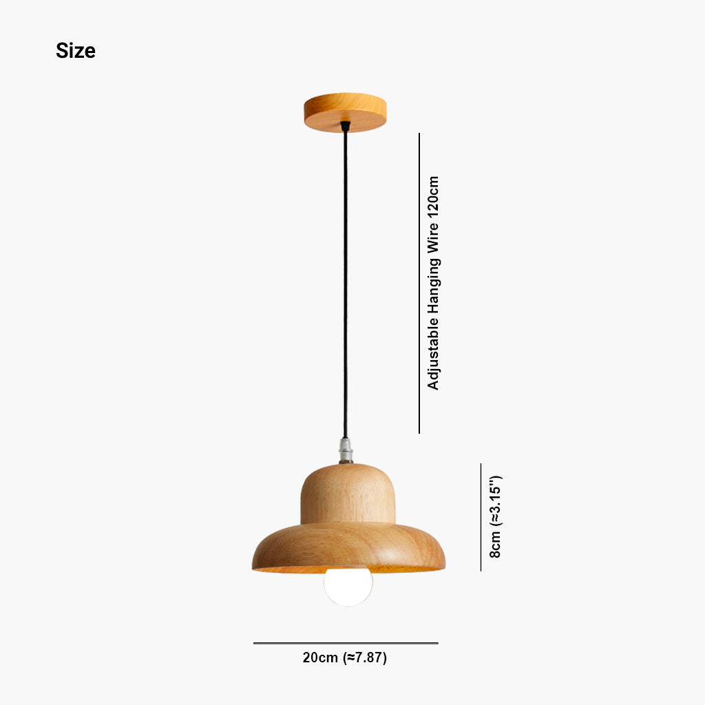 MushroomLicht Hanglamp – Klassieke Paddenstoelvormige Plafondlamp met Houten Afwerking