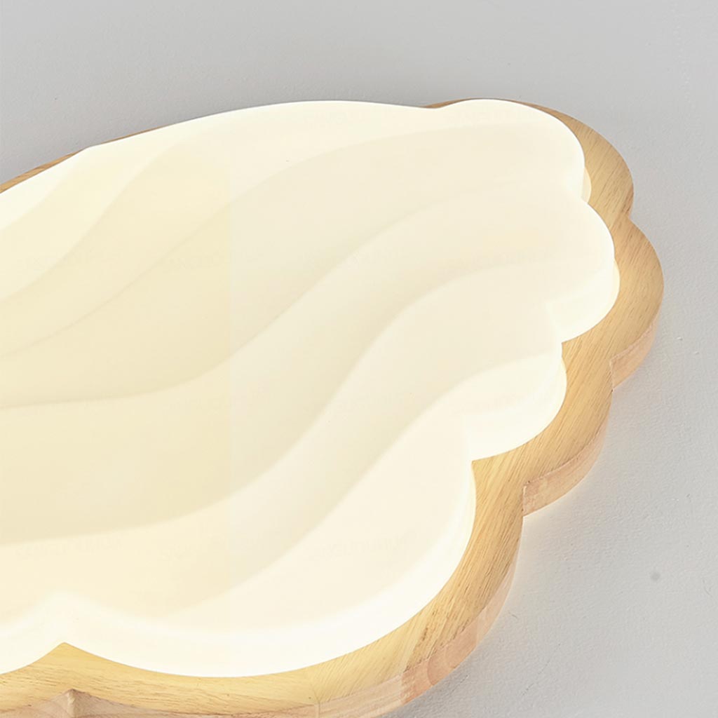 Dreamy Sky Deckenlampe – cremefarbene Wolke und Sternenhimmel für Kinderzimmer, Holz und Acryl