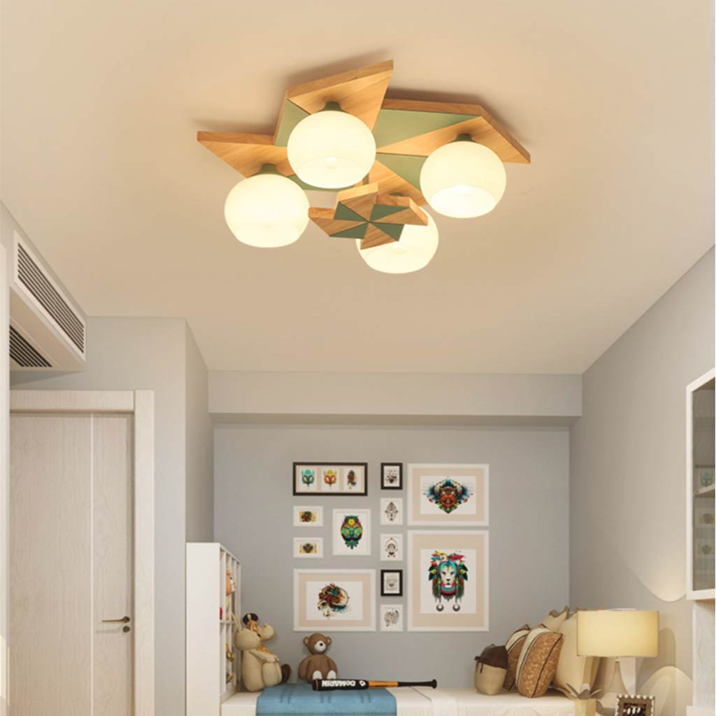 Whirlwind Light | Artistic Flush Mount Ceiling Lamp in Wood and Glass