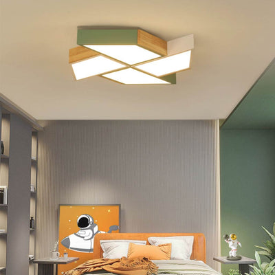 Whirlwind Light | Artistic Flush Mount Ceiling Lamp in Wood and Glass