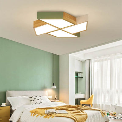 Whirlwind Light | Artistic Flush Mount Ceiling Lamp in Wood and Glass