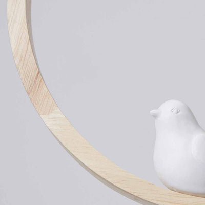 VogelLicht Hanglamp – Moderne Houten Plafondlamp met Glazen Vogel Accent