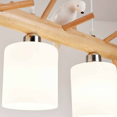 AvianGlow Hängelampe – Moderne vogelförmige Deckenlampe aus Holz und Glas