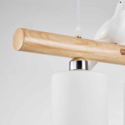 AvianGlow Hängelampe – Moderne vogelförmige Deckenlampe aus Holz und Glas