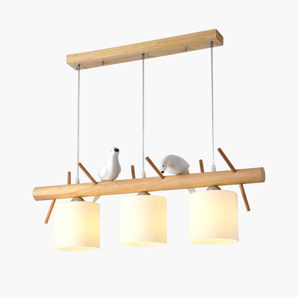 AvianGlow Hängelampe – Moderne vogelförmige Deckenlampe aus Holz und Glas