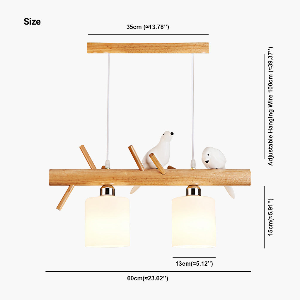 AvianGlow Hängelampe – Moderne vogelförmige Deckenlampe aus Holz und Glas