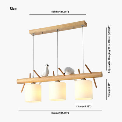 AvianGlow Hängelampe – Moderne vogelförmige Deckenlampe aus Holz und Glas