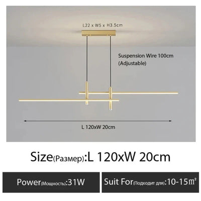 Linienlicht | Minimalistischer moderner Esstisch-Kronleuchter