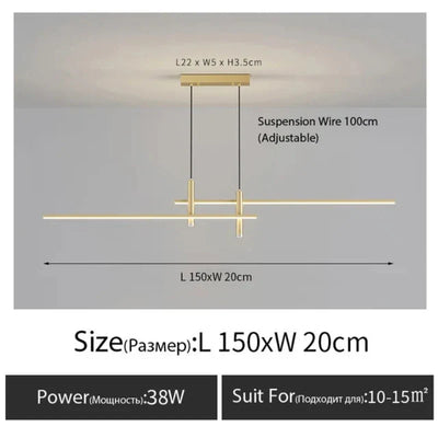 Linienlicht | Minimalistischer moderner Esstisch-Kronleuchter