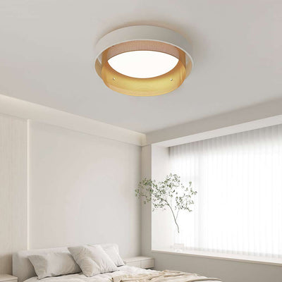 Luxe Aura Ronde Plafondlamp van Smeedijzer in Wit & Goud