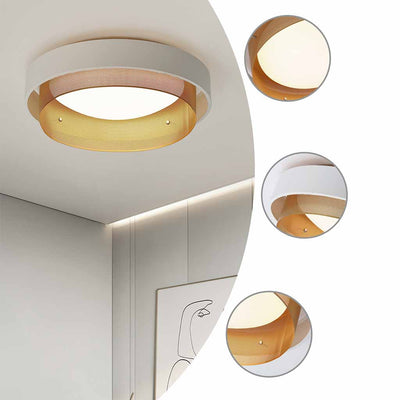 Luxe Aura Ronde Plafondlamp van Smeedijzer in Wit & Goud